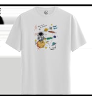 Moon to Mars - %100 Pamuklu Kadın Beyaz Tişört - Premium Quality (Siyah - Beyaz)