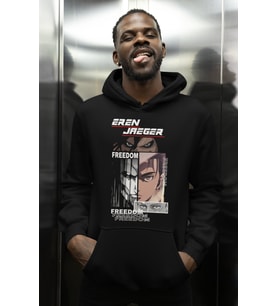 Özel Tasarım Eren Yeager Baskılı Unisex Oversize Attack On Titan Anime Karakter Hoodie