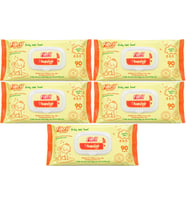 Fibril Islak Havlu Mendil 90 Yaprak Bebek Plastik Kapaklı (5 Li Set) 450 Yaprak