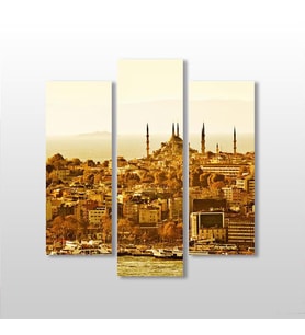 Sepya İstanbul Manzarası  Kanvas Tablo 97x100cm (Karışık)