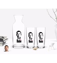 BK Gift Kişiye Özel Renkli Baskılı Godfather Baba Tasarımlı İkili Rakı Bardağı ve Karaf Hediye Seti-13 (Model 1)