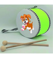 Sevimli Köpek Baskılı Deri Oyuncak Çocuk Davulu YEŞİL  (1-5 YAŞ)