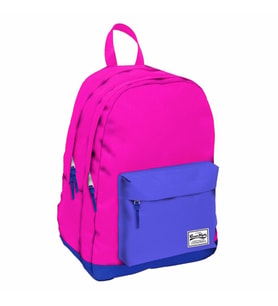 Coral High Mavi/Pembe Üç Gözlü Genç Sırt Çantası - Lise, Üniversite, Günlük