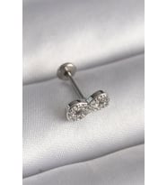 316L Çelik Gümüş Renk Zirkon Taşlı Sonsuzluk Model Tragus Piercing - TJ-PR1345