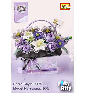 Loz Ledli Mor Dekoratif ve Koleksiyonluk Çiçek Buketi 1179 Parça Çiçek Modeli Yapım Seti FFLZ-1952 (Standart)