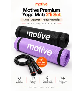 Motive Premium 2'li Yoga ve Pilates Matı Seti 10 mm Taşıma Askılı Siyah ve Açık Mor