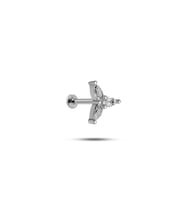 925 Ayar Gümüş Rodyumlu Minimal Üç Taşlı Zarif Tragus Piercing Küpe