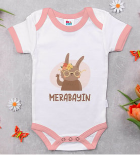BK Kids Merabayın Tasarımlı Pembe Bebek Body Zıbın-1