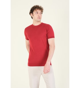 Giyim Dünyası Kadın Sıfır Yaka Merserize T-Shirt Bordo