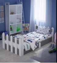Montessori Karyola Beyaz-Antrasit 90x190 Yatak Uyumlu Oval Kesim Çocuk Yatağı Tlp-312