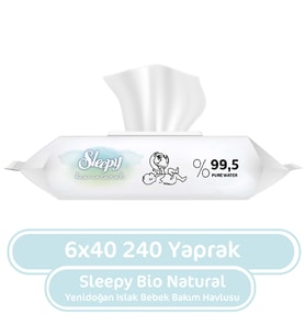 Sleepy Bio Natural Yenidoğan Islak Mendil 40x6 240 Yaprak