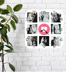 Kalpli Kişiye Özel 8 Fotoğraflı Duvar Saati