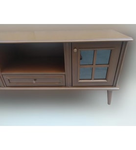 Tv Sehpa ST 17452 Pencere Model Kayın Torna Retro Ayak Parlak Ceviz Renk El yapım