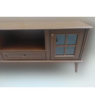 Tv Sehpa ST 17452 Pencere Model Kayın Torna Retro Ayak Parlak Ceviz Renk El yapım