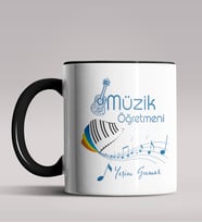 Kişiye Özel Müzik Öğretmeni Tasarımlı Siyah Renk Kupa Bardak 9 (Siyah)
