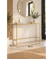Gold Metal Şeffaf Camlı Modern Dresuar 100cm