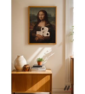 Mona Lisa Mizah Parodisi, Ahşap Çerçeveli Duvar Tablosu - Modern Ev Dekorasyonu