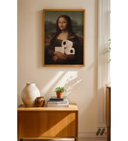 Mona Lisa Mizah Parodisi, Ahşap Çerçeveli Duvar Tablosu - Modern Ev Dekorasyonu