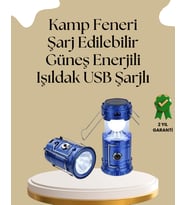 Güneş Enerjili Katlanabilir Kamp Feneri – USB Şarjlı, Hafif ve Çok Fonksiyonlu