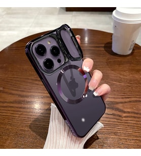 Smcase Apple iPhone 14 Pro Max Kılıf Kamera Korumalı Standlı Magsafeli Cam Kapak