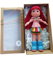 Gökkuşağı Ruby Bebek Amigurumi Organik Oyuncak Hediye Seti