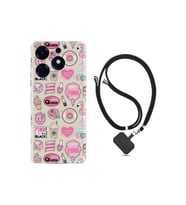 Spark 10 Pro Kılıf Resimli Boyun Askılı İpli Desenli Silikon Donut Flamingo 1415