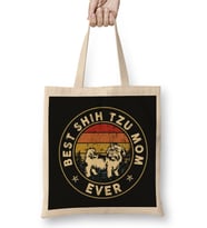Best Shih Tzu Mom Ever Vintage Gift Puppy Mom Bez Çanta Uzun Saplı