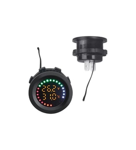 12-24V DC Dijital Voltaj ve Isı Ölçer 28mm Yuvarlak Panel