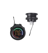 12-24V DC Dijital Voltaj ve Isı Ölçer 28mm Yuvarlak Panel
