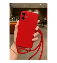 Coverzone Apple iPhone 16 ile Uyumlu ?pli Boyun Ask?l? Silikon K?l?f Kadife ?� Yap?l? Dulcet Epiphany boyun �apraz as?labilen ?pli K?l?f K?rm?z?