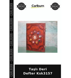 Özel Üretim Not Defteri Hediye Kişisel Ofis Şık Taşlı Deri Defter Ksk3157