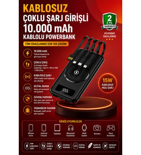 22.5W Hızlı ve 15W Kablosuz Şarj Destekli Akıllı Powerbank