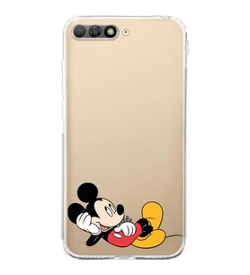 Huawei Y6 2018  Kamera korumalı Kapak Mickey Mouse Tasarımlı  Şeffaf Kılıf