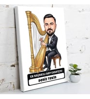 Arp Sanatçısına Hediye Erkek Karikatürlü Kanvas Tablo