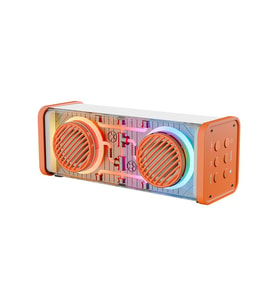 Lunaev Turuncu-Beyaz Kablosuz Hoparlör - Speaker Taşınabilir MP3 Işıklı USB Şarjlı BT - Aux - Tes 10 Mt Menzil 1200mAH Pil - 10 W