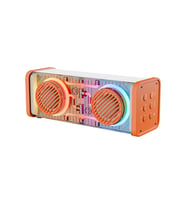 Lunaev Turuncu-Beyaz Kablosuz Hoparlör - Speaker Taşınabilir MP3 Işıklı USB Şarjlı BT - Aux - Tes 10 Mt Menzil 1200mAH Pil - 10 W