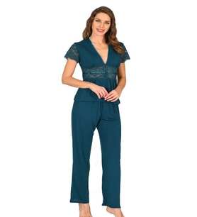 #PijamaTakımı Çeyizlik Kaliteli Esnek Likralı Konforlu Petrol Yeşili Penye Pijama Takımı