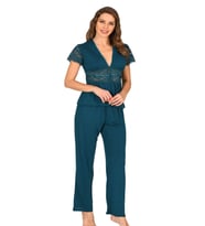 #PijamaTakımı Çeyizlik Kaliteli Esnek Likralı Konforlu Petrol Yeşili Penye Pijama Takımı