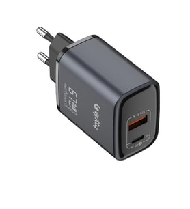 Gritty GAN 67W Notebook Şarjlı 2 Portlu USB-A Type-C PD Hızlı Şarj Adaptörü Siyah (GC-U67)