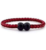 SİYAH TOP METAL MIKNATIS BORDO ÖRGÜ DERİ ERKEK BİLEKLİK M034D