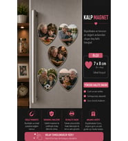 5'li Kalp Fotoğraf Magneti Dede ve Toruna Kişiselleştirilebilir Aile Anısı Hediyesi