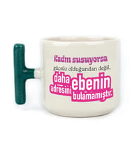 Kadın Susuyorsa Baskılı Kadınlar Günü Yeşil Kulplu T Kupa