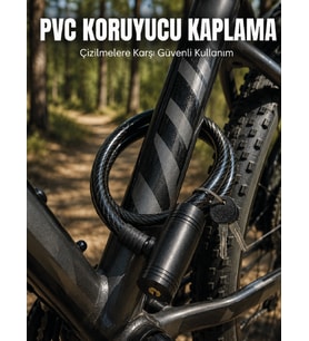 12 Mm Pvc Kaplamalı Bisiklet Kilidi 80 Cm Anahtarlı Çelik Halat Kilit 2 Anahtarlı Güvenlik Kilidi