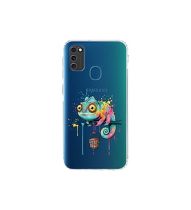 Samsung Galaxy M21 ile Uyumlu Splash Bukalemun Tasarımlı Şeffaf Silikon Kılıf