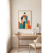 Modern Geometri Soyut Mimari 1. Kalite Ahşap Çerçeveli Tablo