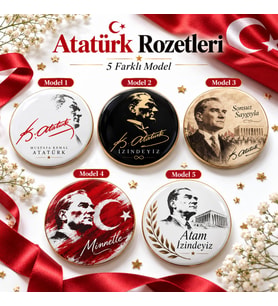 Atatürk Tasarımlı Özel Rozet - Kişiye özel tasarlanabilir 10 Adet