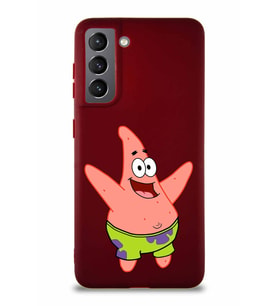 Samsung Galaxy S21 Soft Premier Kapak Patrick Yıldız Tasarımlı Silikon Kılıf - Mürdüm (Şeffaf)