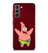 Samsung Galaxy S21 Soft Premier Kapak Patrick Yıldız Tasarımlı Silikon Kılıf - Mürdüm (Şeffaf)