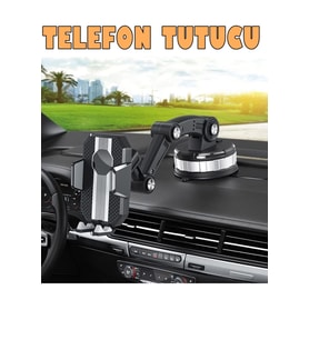 Araç içi Telefon Tutucu Ayarlanabilir Uzayablen Karbon Görünümlü Vantuzlu Cam 