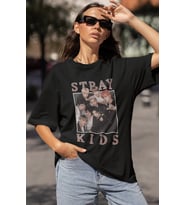 Stray Kids Müzik Grubu Baskılı Unisex Oversize Tişört